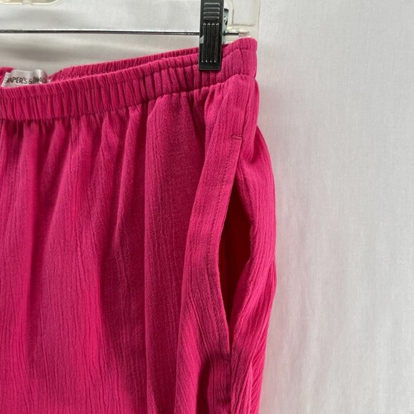 Drapers & Damons Crinkle Pull On Pants Size PM Elastic Waist High Rise Hot Pink - Picture 7 of 10